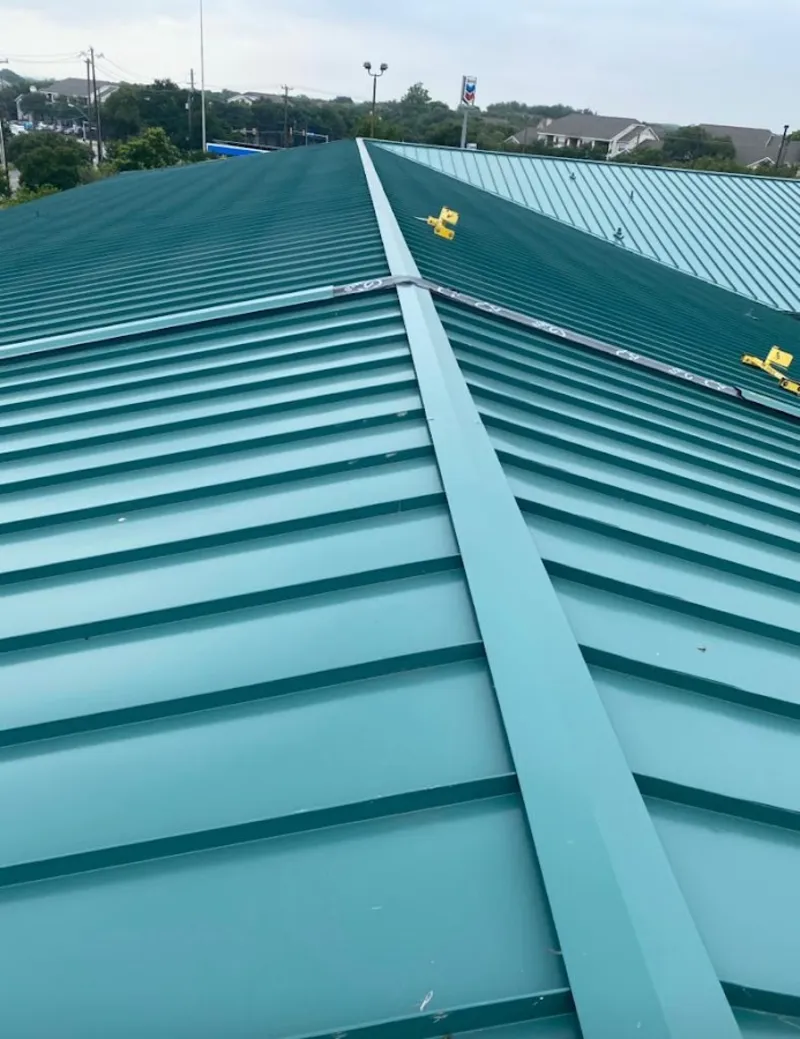 Green commercial metal roof ridge and valley for Metal Roof Repair in Clemson